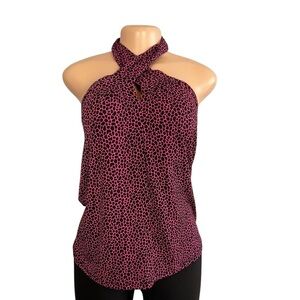 Michael Michael Kors Pink Animal Print Micro-Print Halter Top